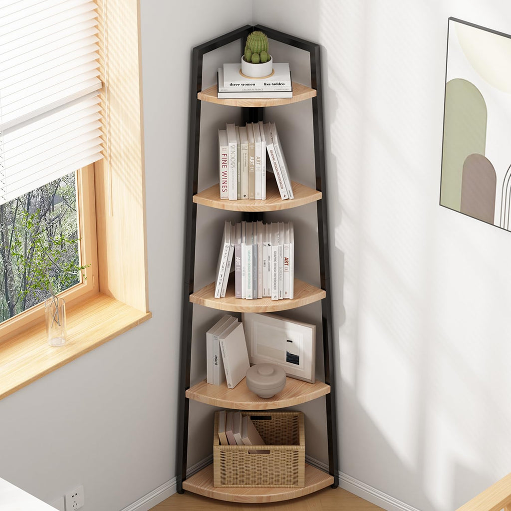 70 inch Solid Wood 5 Tier Corner Bookshelf C992654