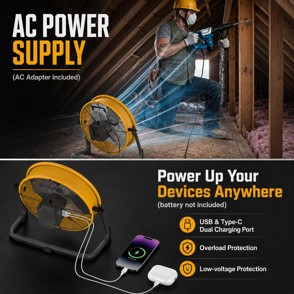 12" Battery Powered Cordless Floor Fan H368