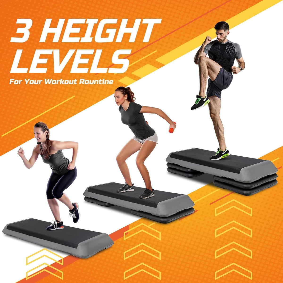 43 Inch Adjustable Aerobic Stepper with 3 Height Levels V54544