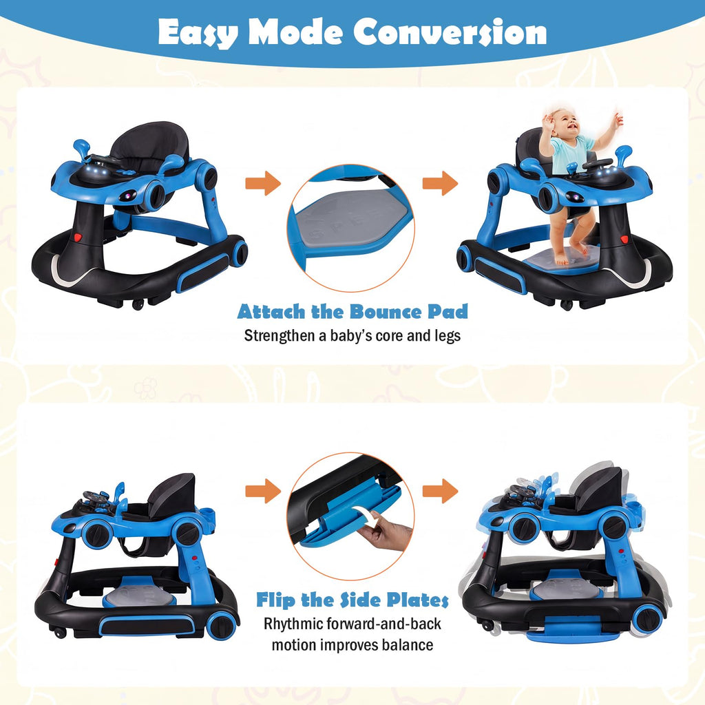 Foldable Baby Walker with Canopy and Wheels X6288