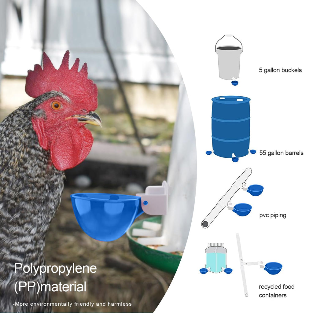 8 Packs Large Blue Chicken Waterer Cups B352939