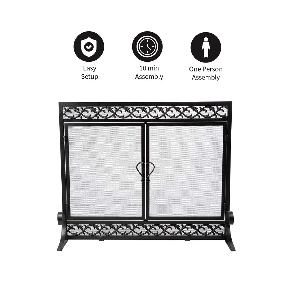 Black Metal Fireplace Screen T6918