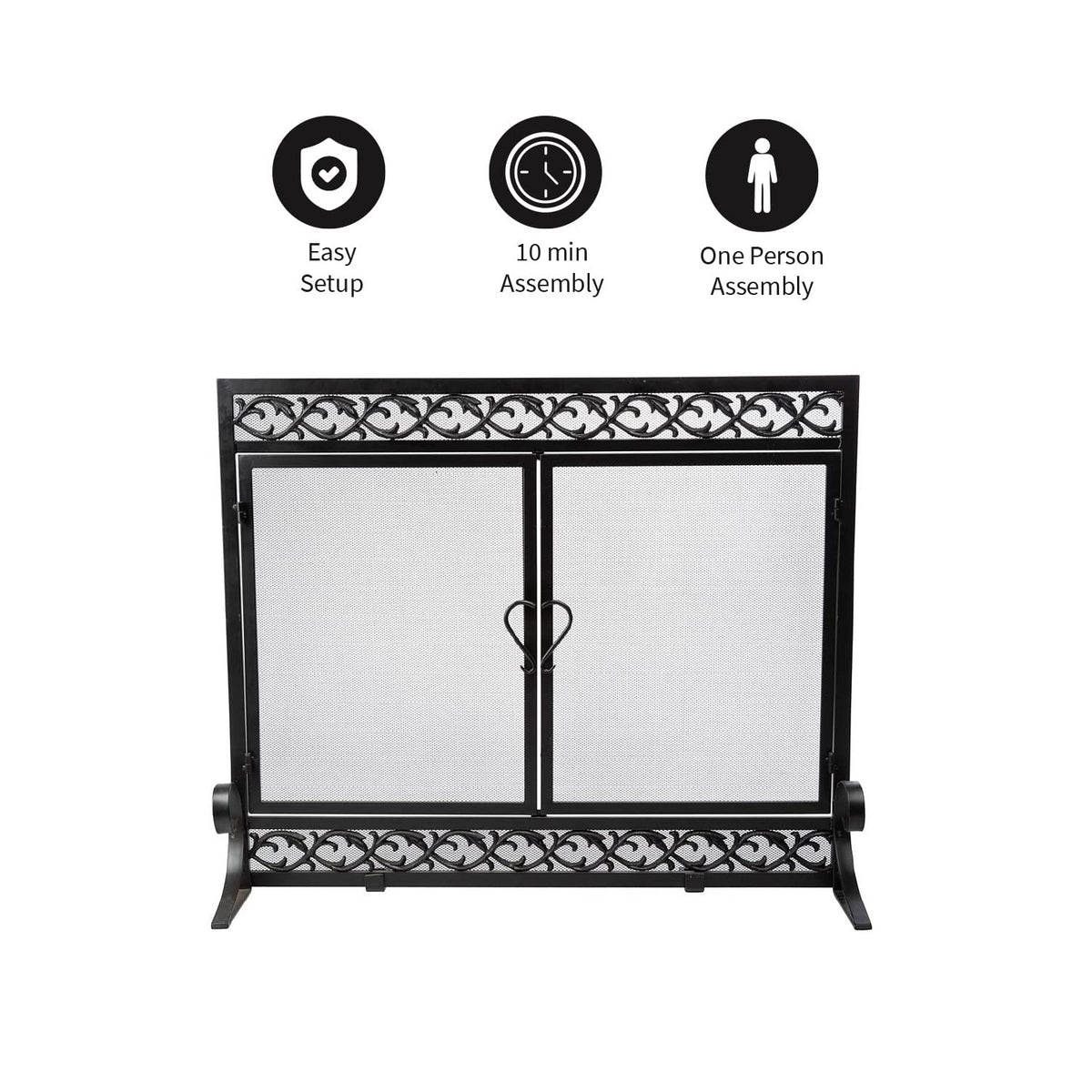 Black Metal Fireplace Screen T6918