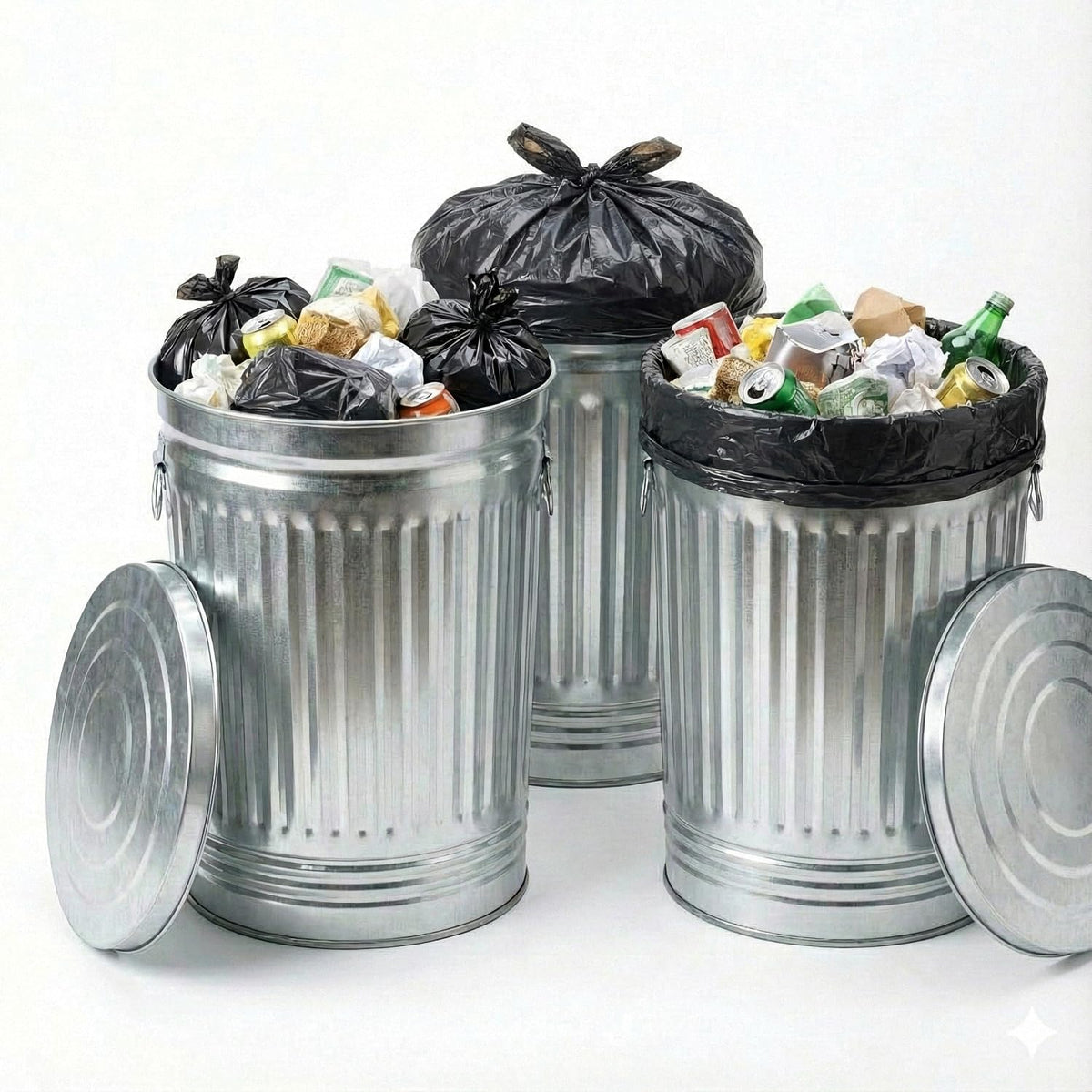 31 Gallon Galvanized Steel Metal Trash Can with Locking Lid W575784