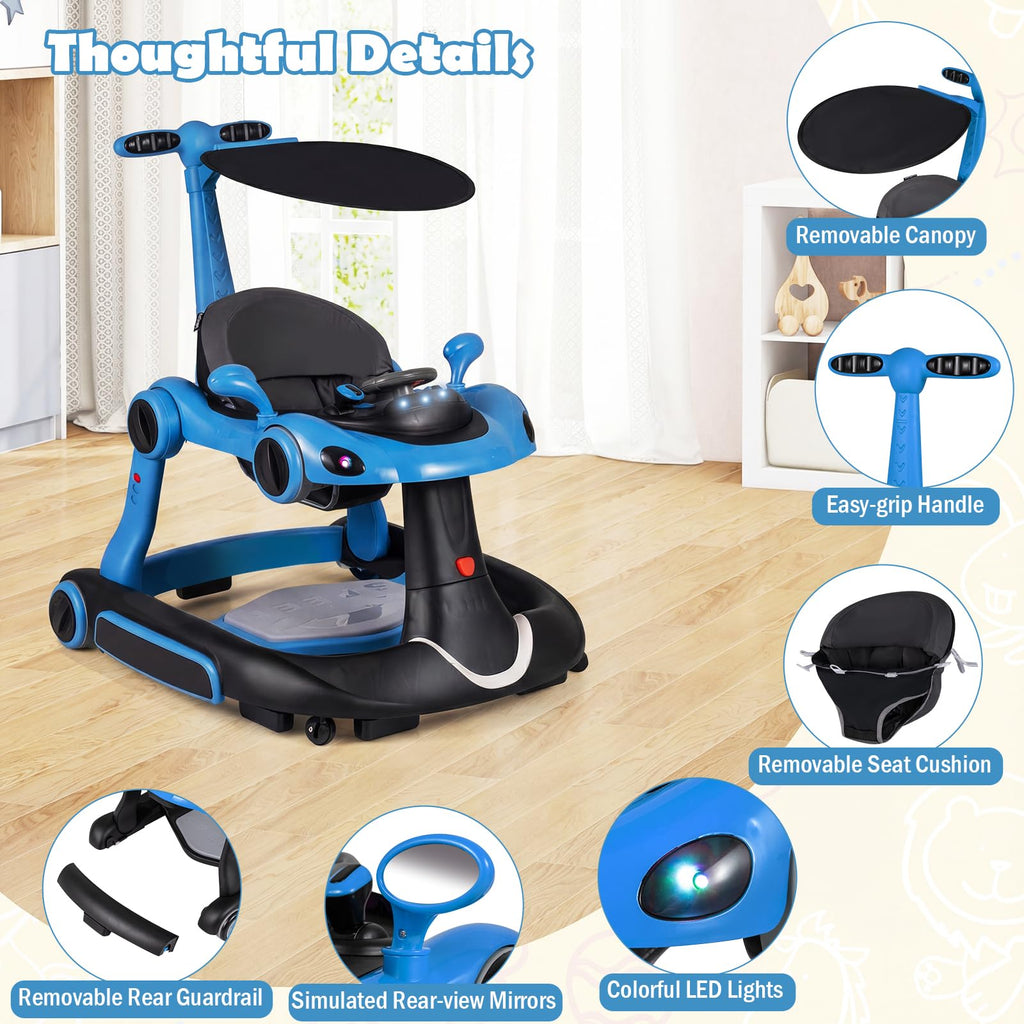 Foldable Baby Walker with Canopy and Wheels X6288