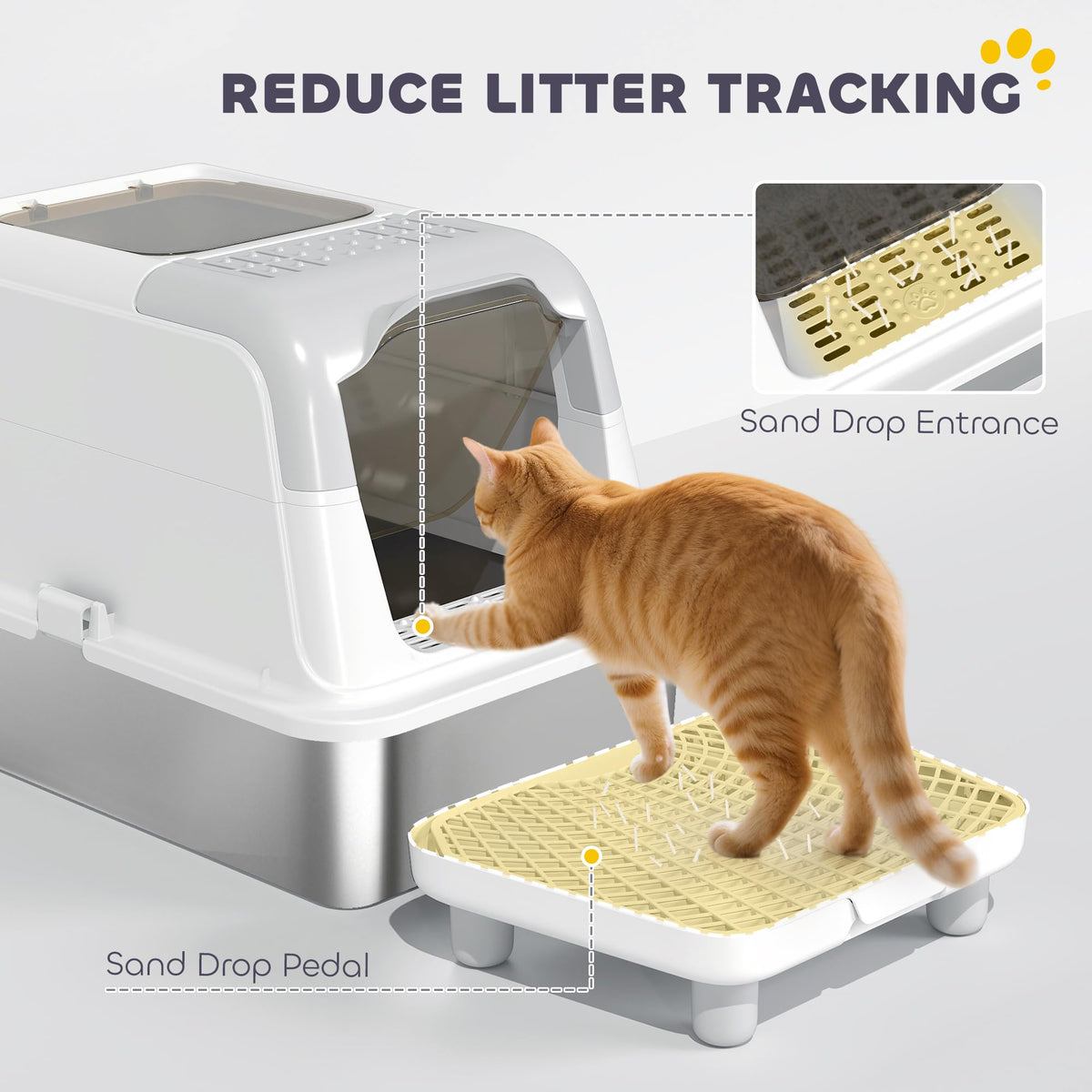 Extra Large Enclosed Stainless Steel Cat Litter Box E2543