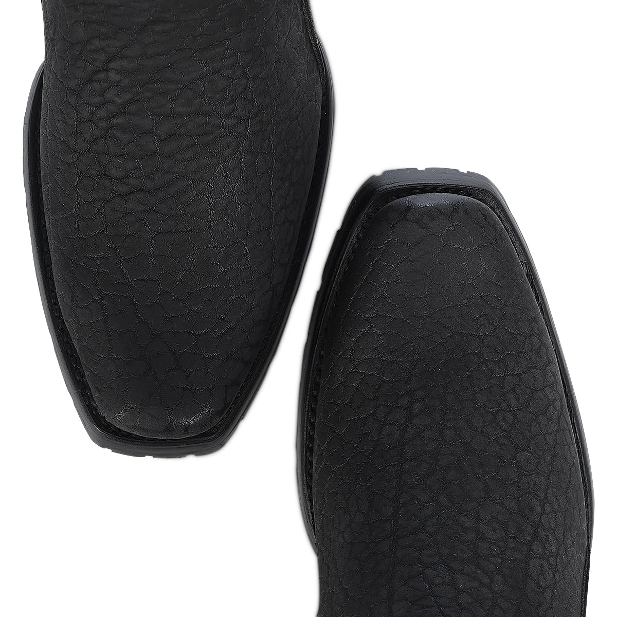 Dark gray Leather Side Zipper Western Boots M360