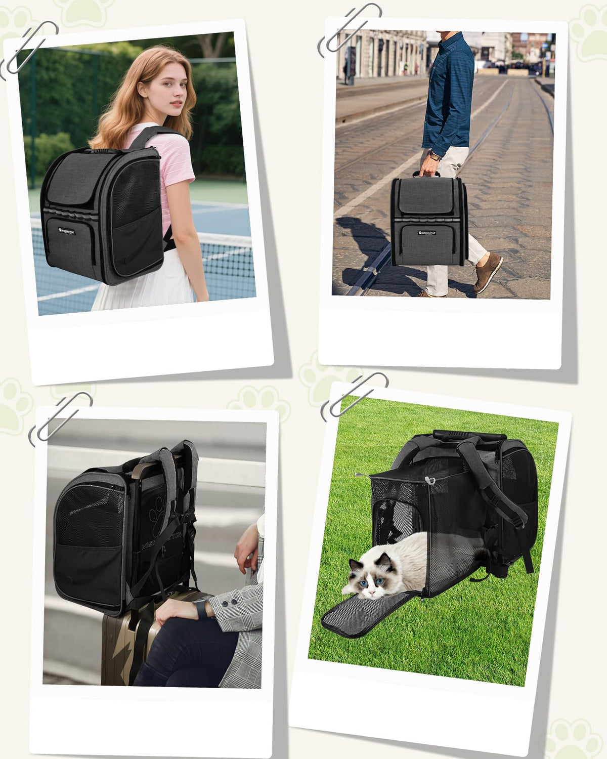 Expandable Breathable Mesh Cat Dog Carrier Backpack B5495