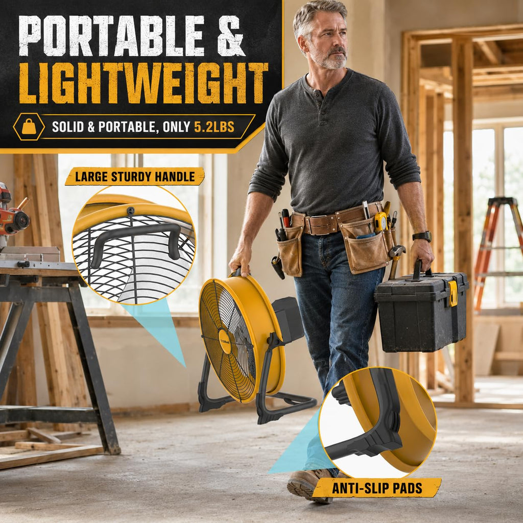 12" Battery Powered Cordless Floor Fan H368