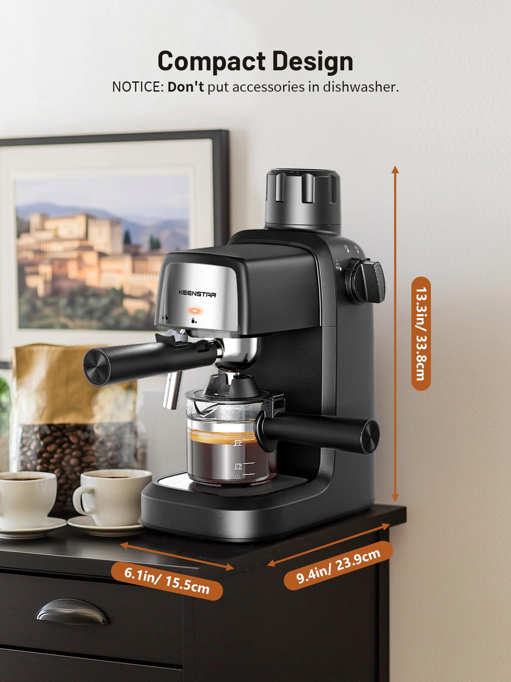 800W Compact 4-Cup Espresso Machine V909