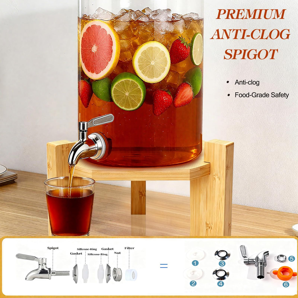 2.1 Gallon Glass Drink Dispenser with Stand G855
