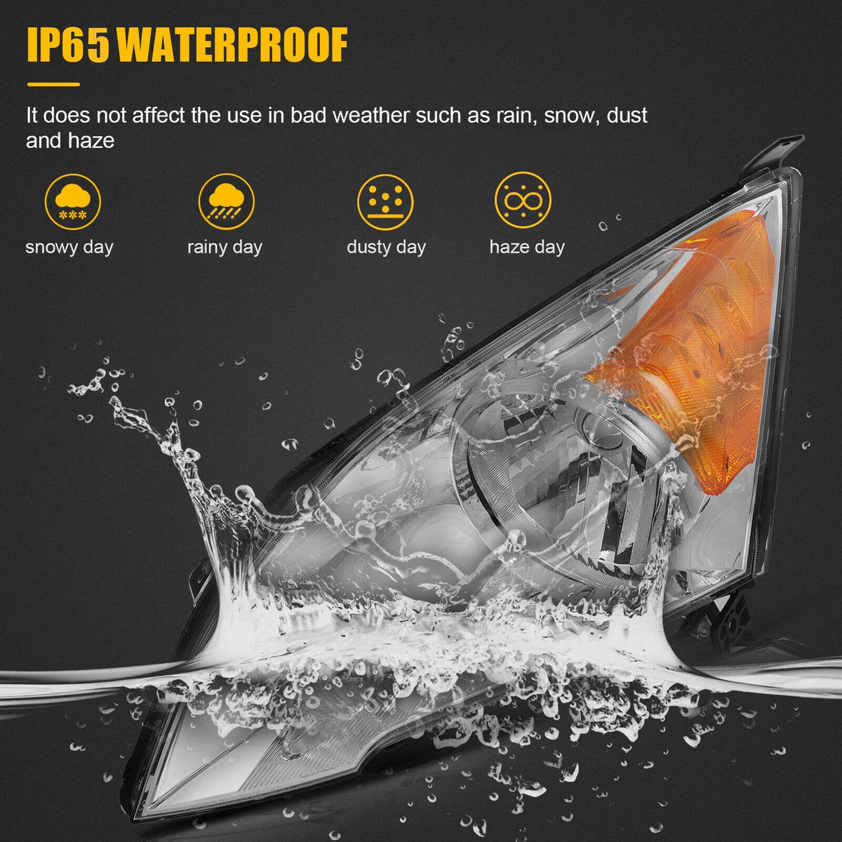 Halogen Headlight Assembly with Chrome Housing Amber Reflector T6826