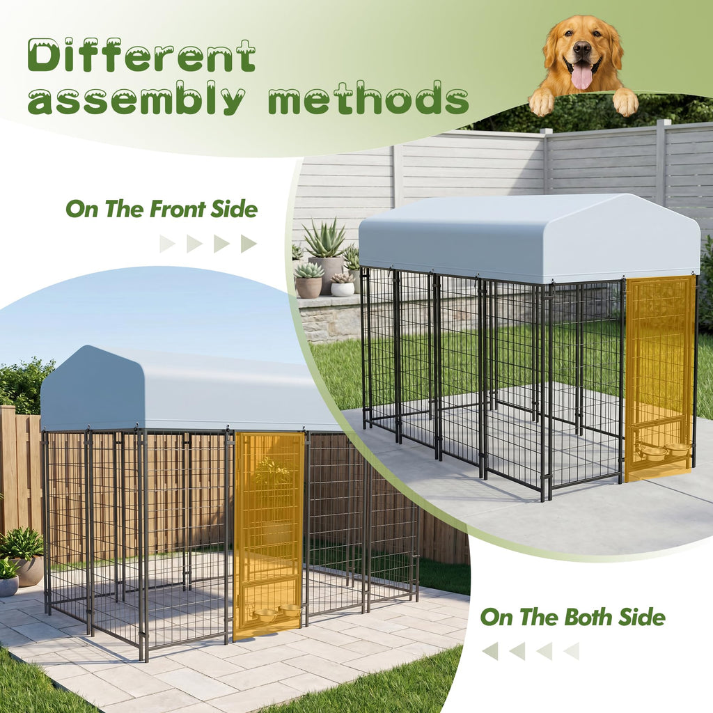 8x4x6 FT Outdoor Dog Kennel with Swivel Feeder E918