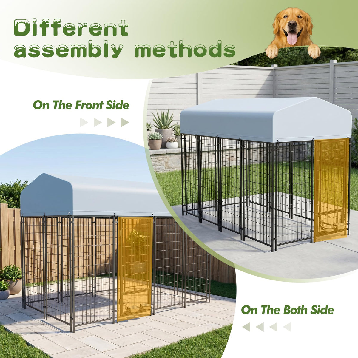 8x4x6 FT Outdoor Dog Kennel with Swivel Feeder E918