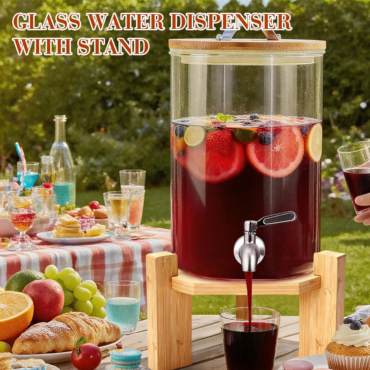 2.1 Gallon Glass Drink Dispenser with Stand G855