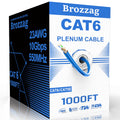 Cat 6 Plenum Cable 1000ft 23AWG Solid CCA 550MHz 10Gbps UTP Ethernet Blue I50140