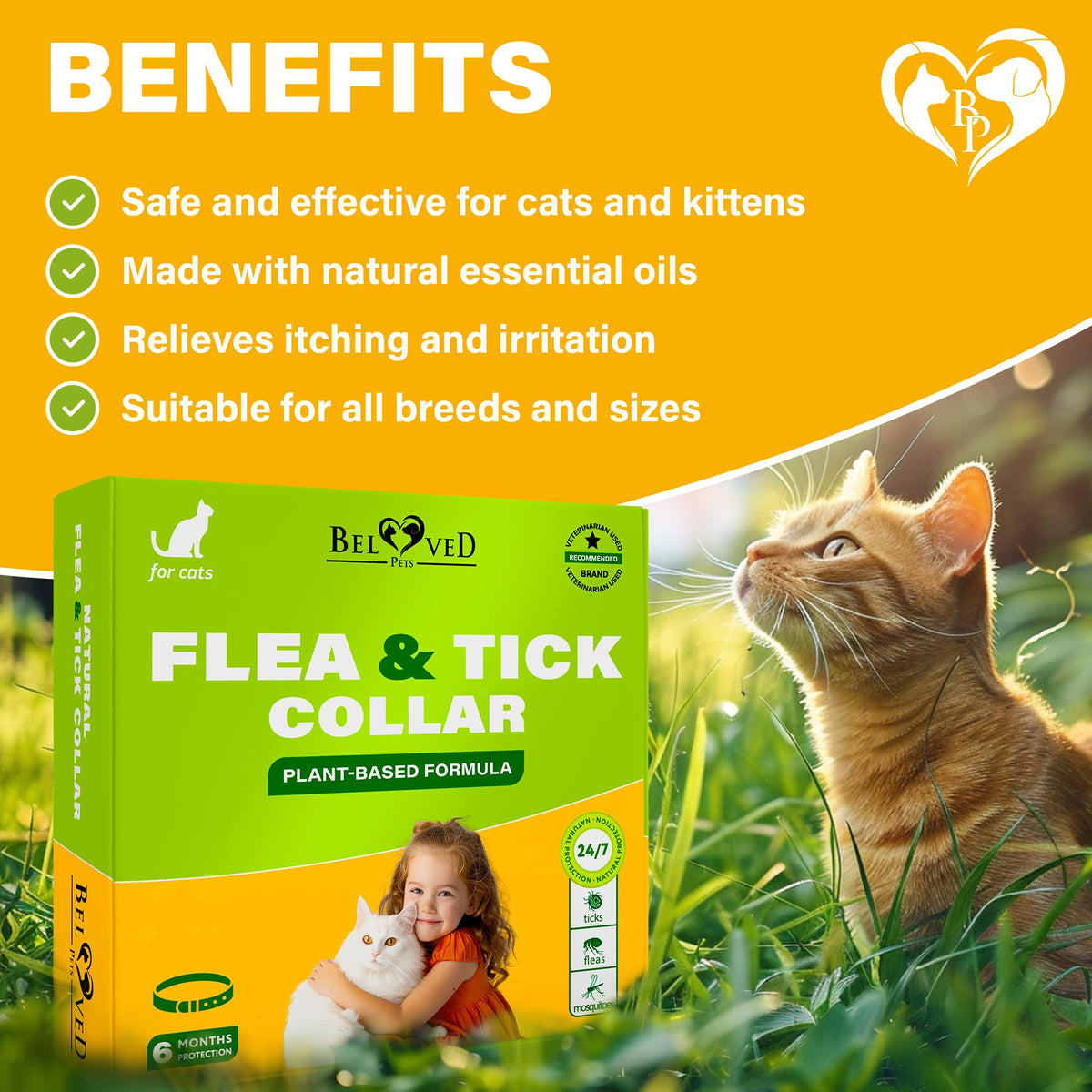 Natural Flea & Tick Collar for Cats 1 Pack D5410