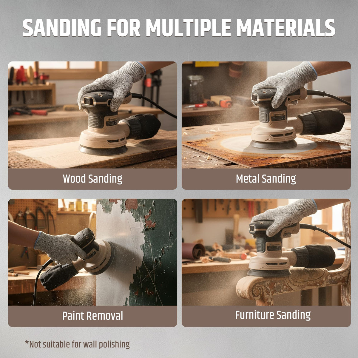 5-Inch Variable Speed Random Orbital Sander with Dust Bag M1054