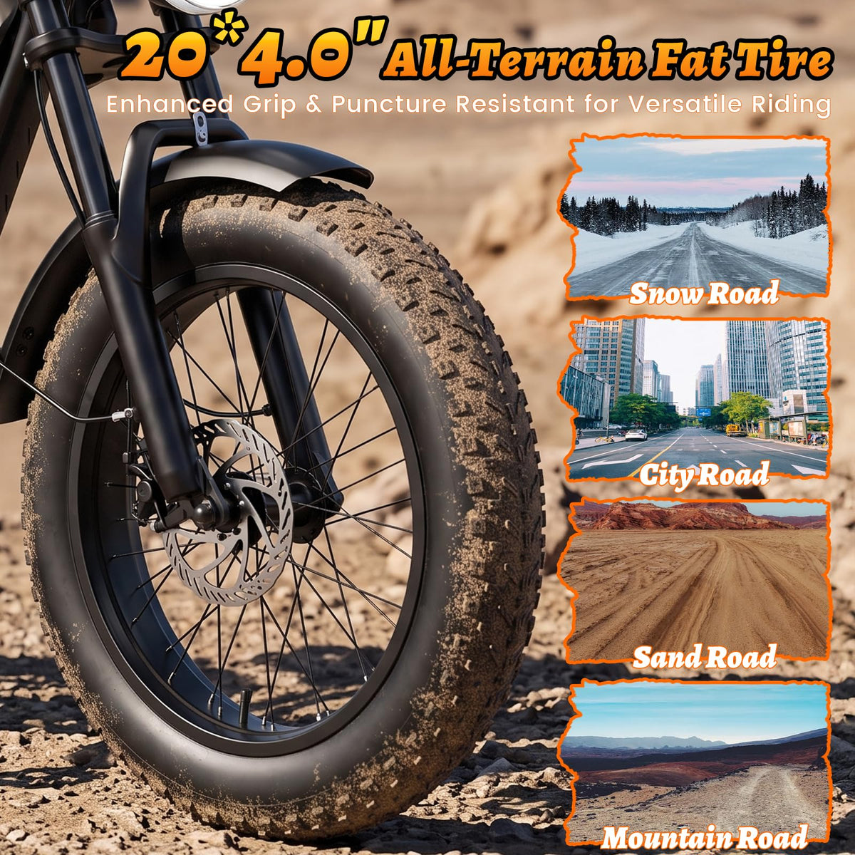 1500W Peak 20"x4" Fat Tire Electric Bike H975