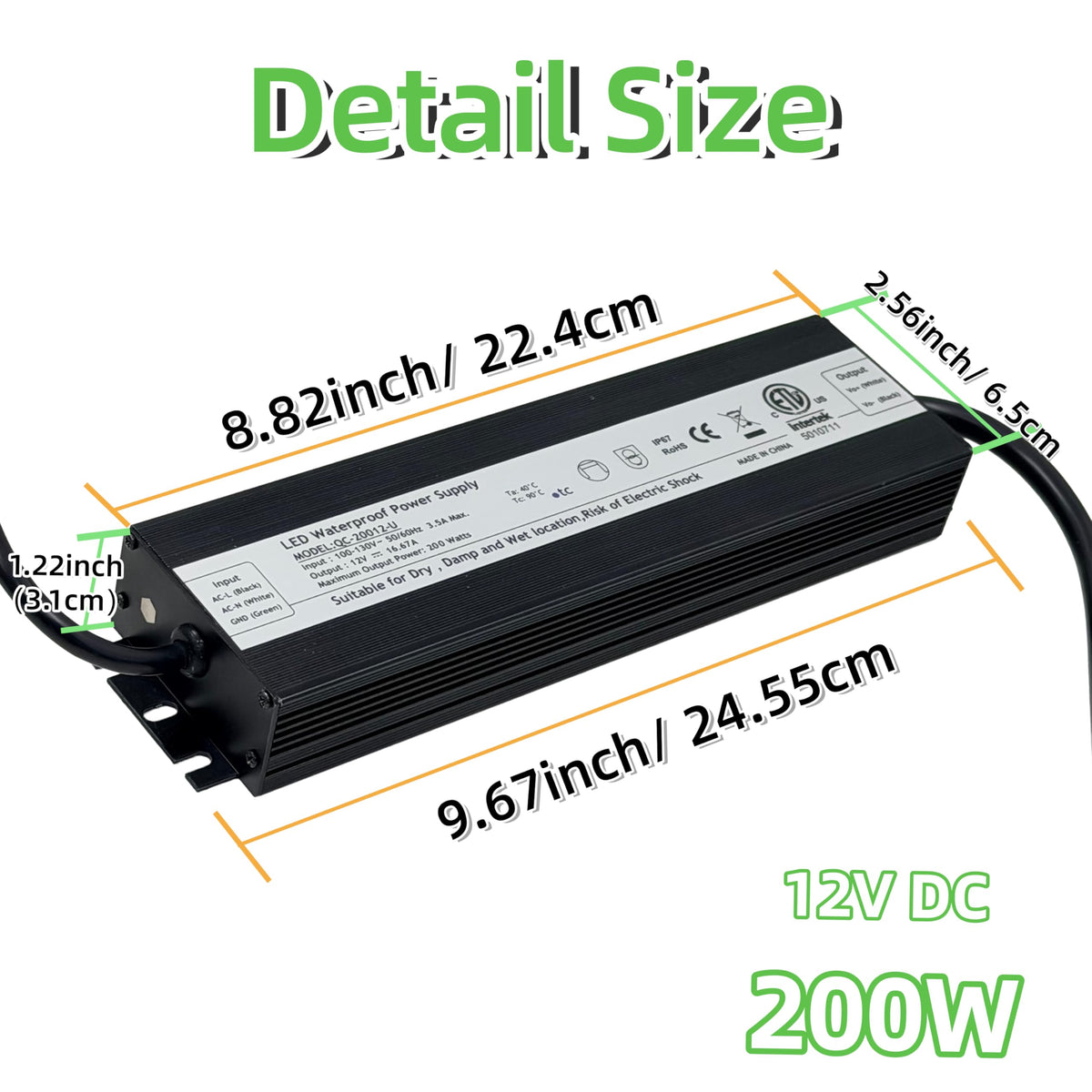 200W 12V DC Waterproof IP67 LED Driver Transformer Y869606