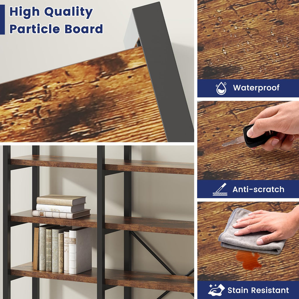 5 Tier Wood and Metal Bookshelf D255693