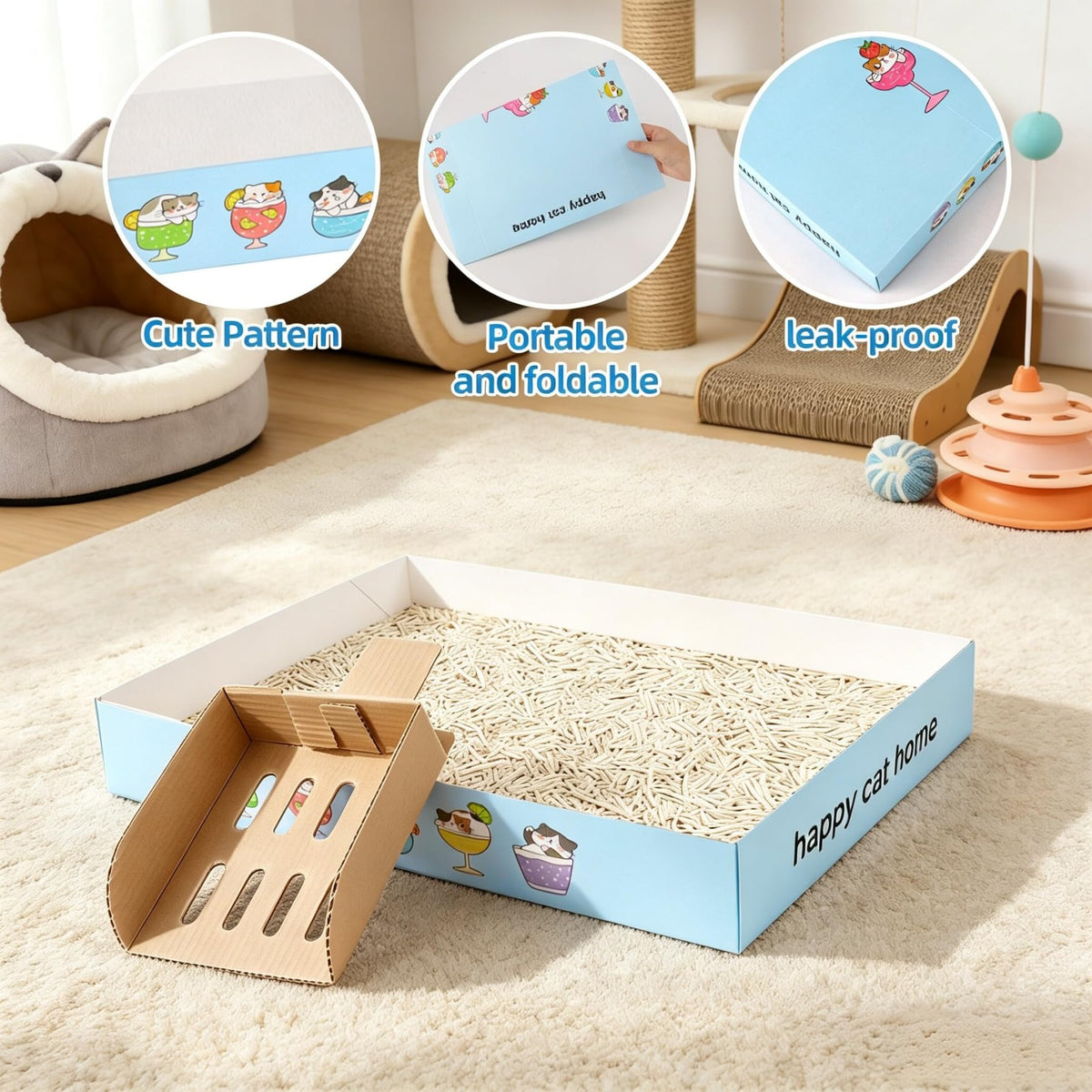 32 Pack Disposable Cat Litter Box with 6 Scoops N5132