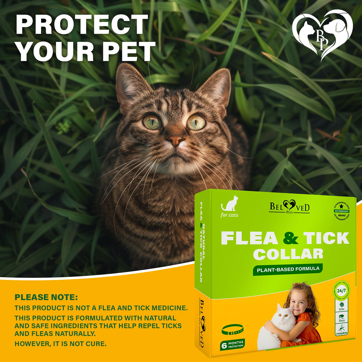 Natural Flea & Tick Collar for Cats 1 Pack D5410