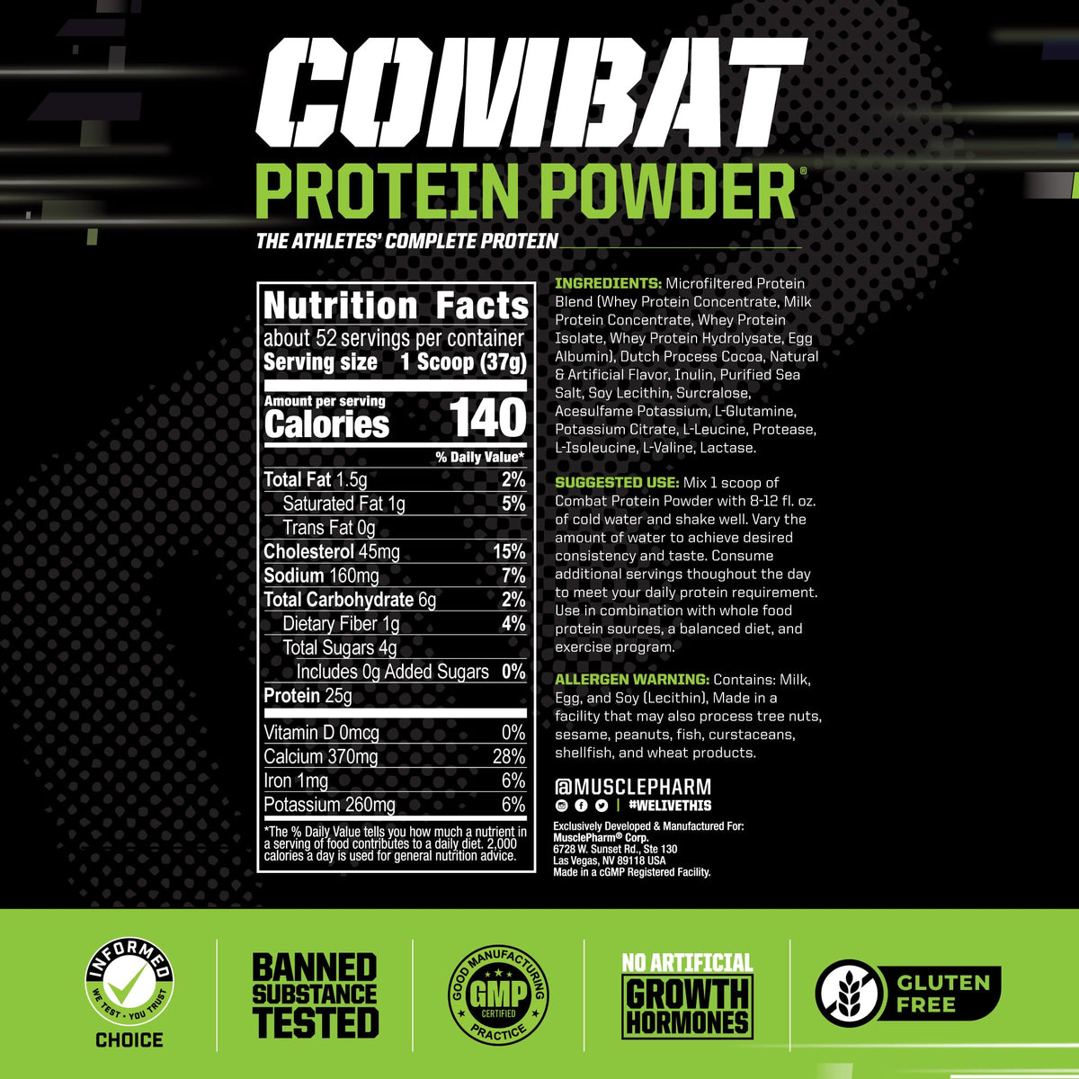 Chocolate Milk Flavor 5 Protein Sources Gluten Free Protein Powder 4.2 lb H966