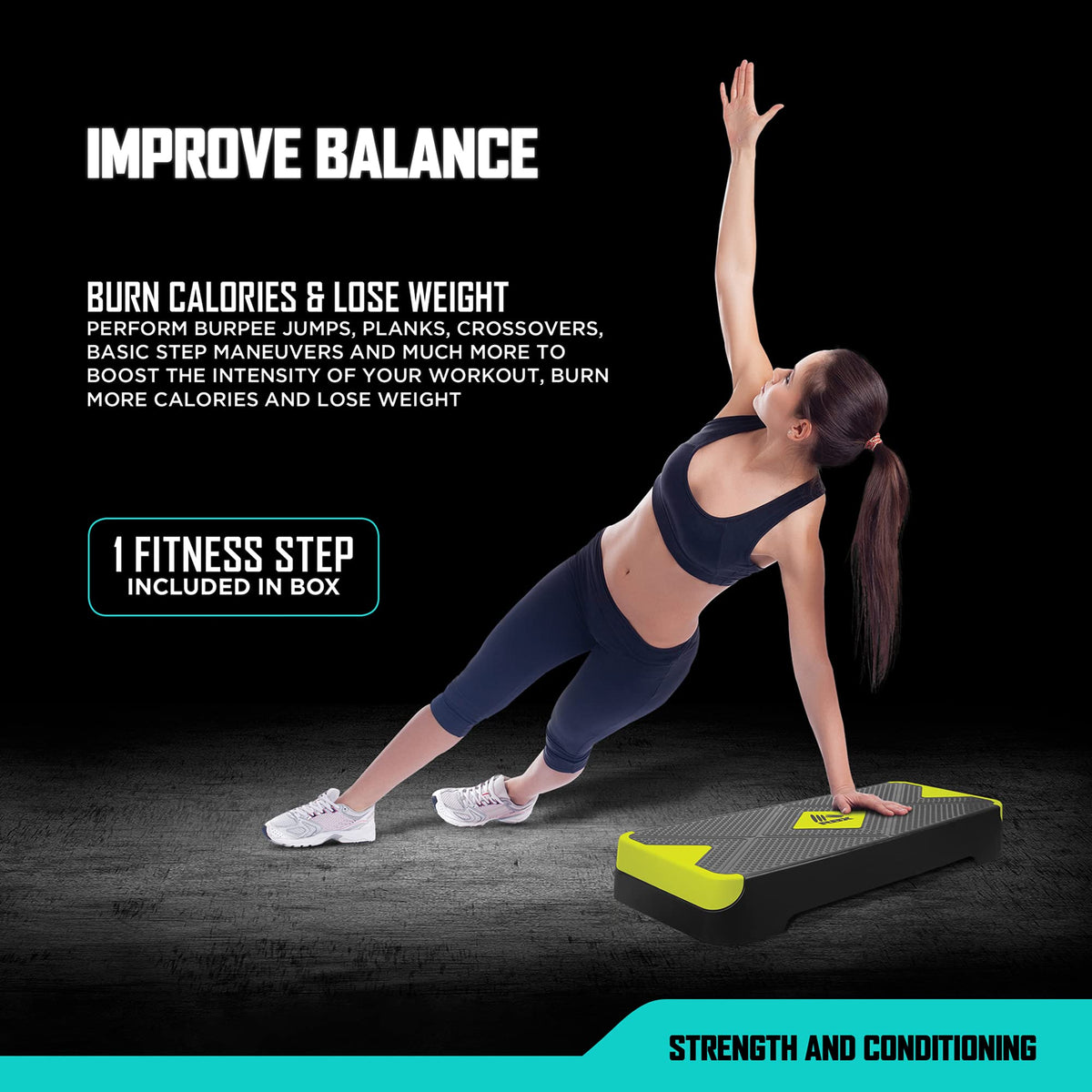 Aerobic Step Platform with Non-Slip Textured Surface F2205