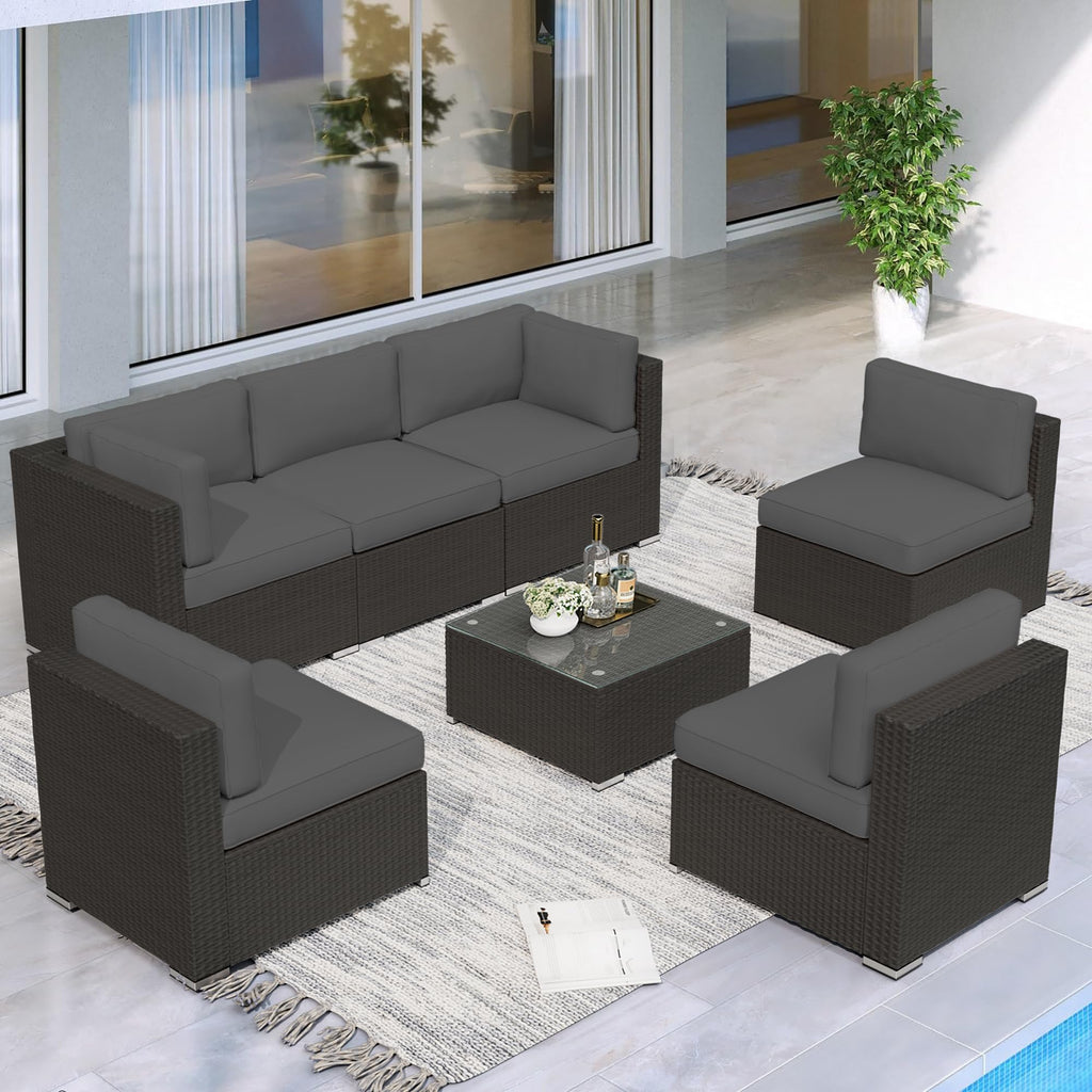 Grey 7-Piece Outdoor Patio Furniture Set T347