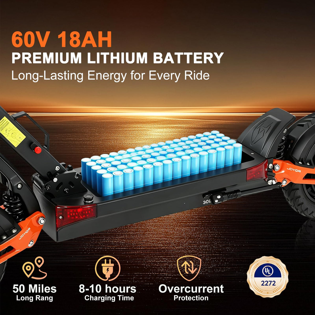 5600W Motor 46 MPH 27Ah Battery 10" Off Road Foldable Electric Scooter S6578