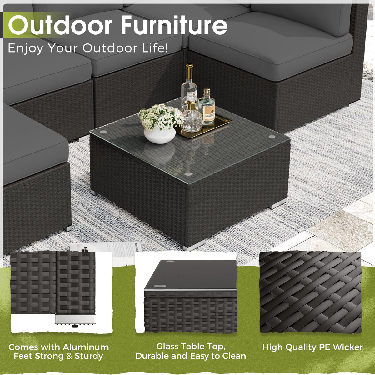 Grey 7-Piece Outdoor Patio Furniture Set T347