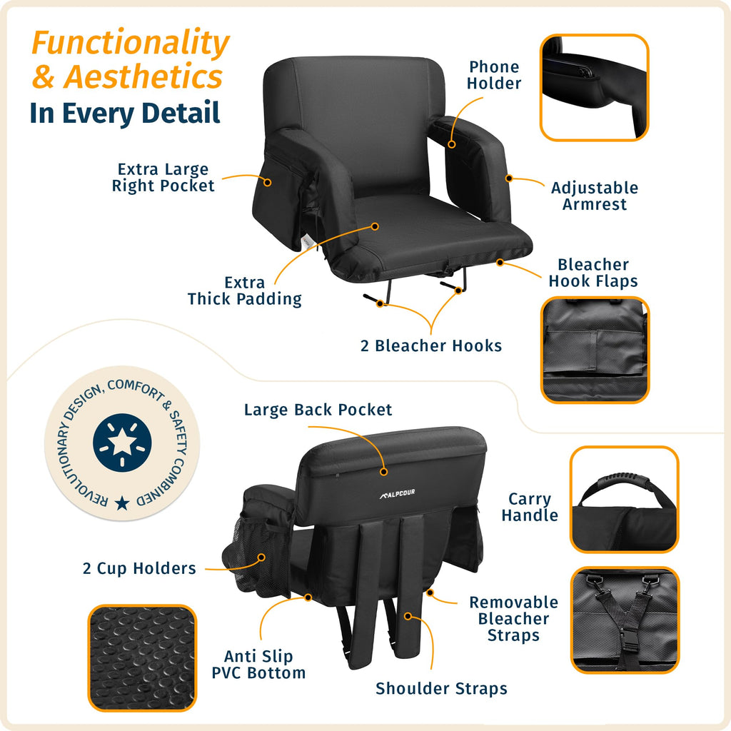 Reclining Stadium Seats for Bleachers with Back Support R2114