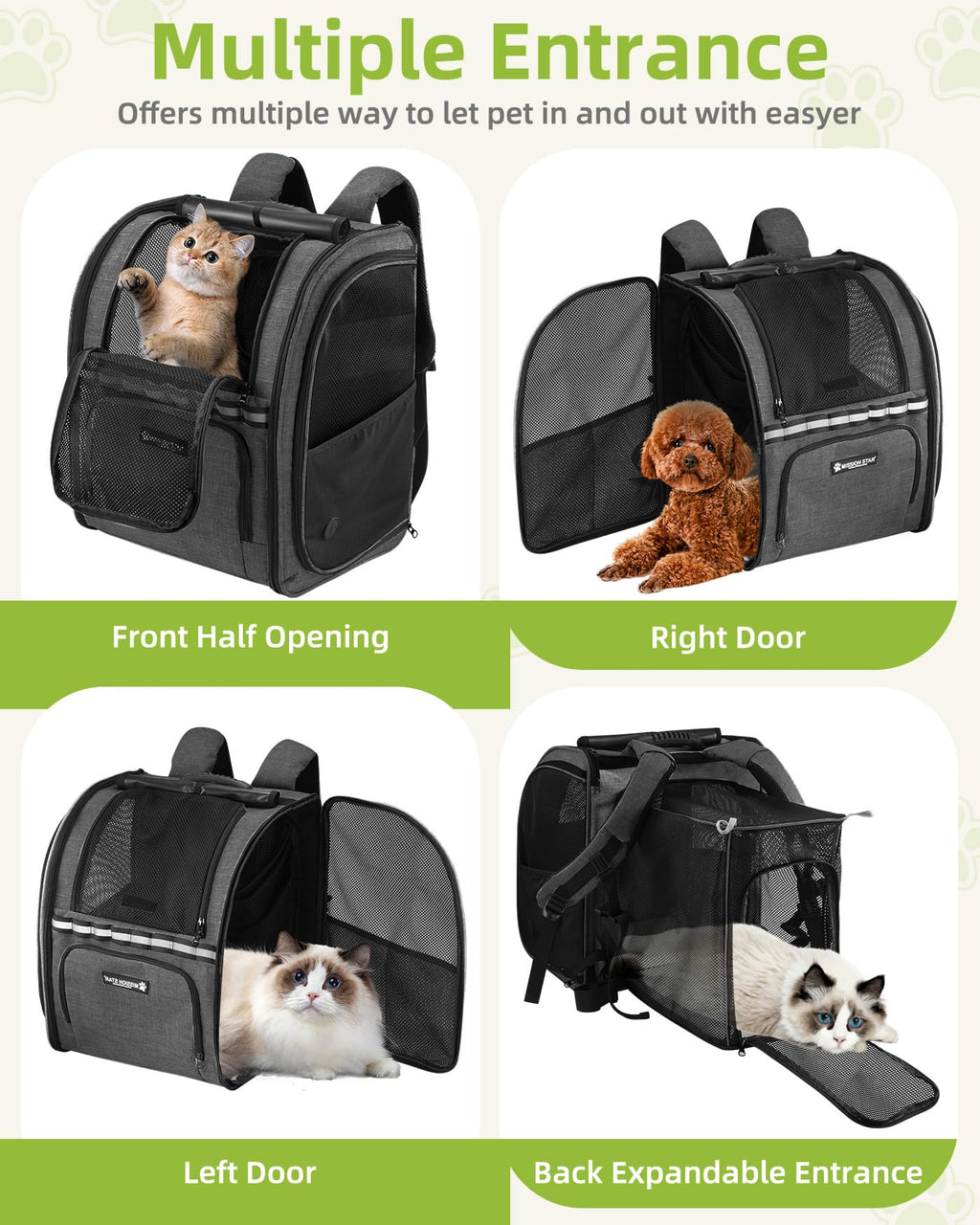 Expandable Breathable Mesh Cat Dog Carrier Backpack B5495