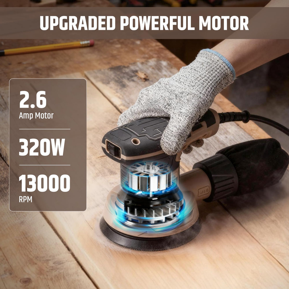 5-Inch Variable Speed Random Orbital Sander with Dust Bag M1054