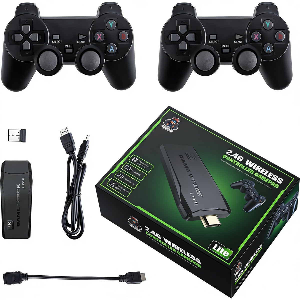 Wireless Retro Game Console 128G Plug & Play Video Game Stick with 2.4G Wireless Controller K2920