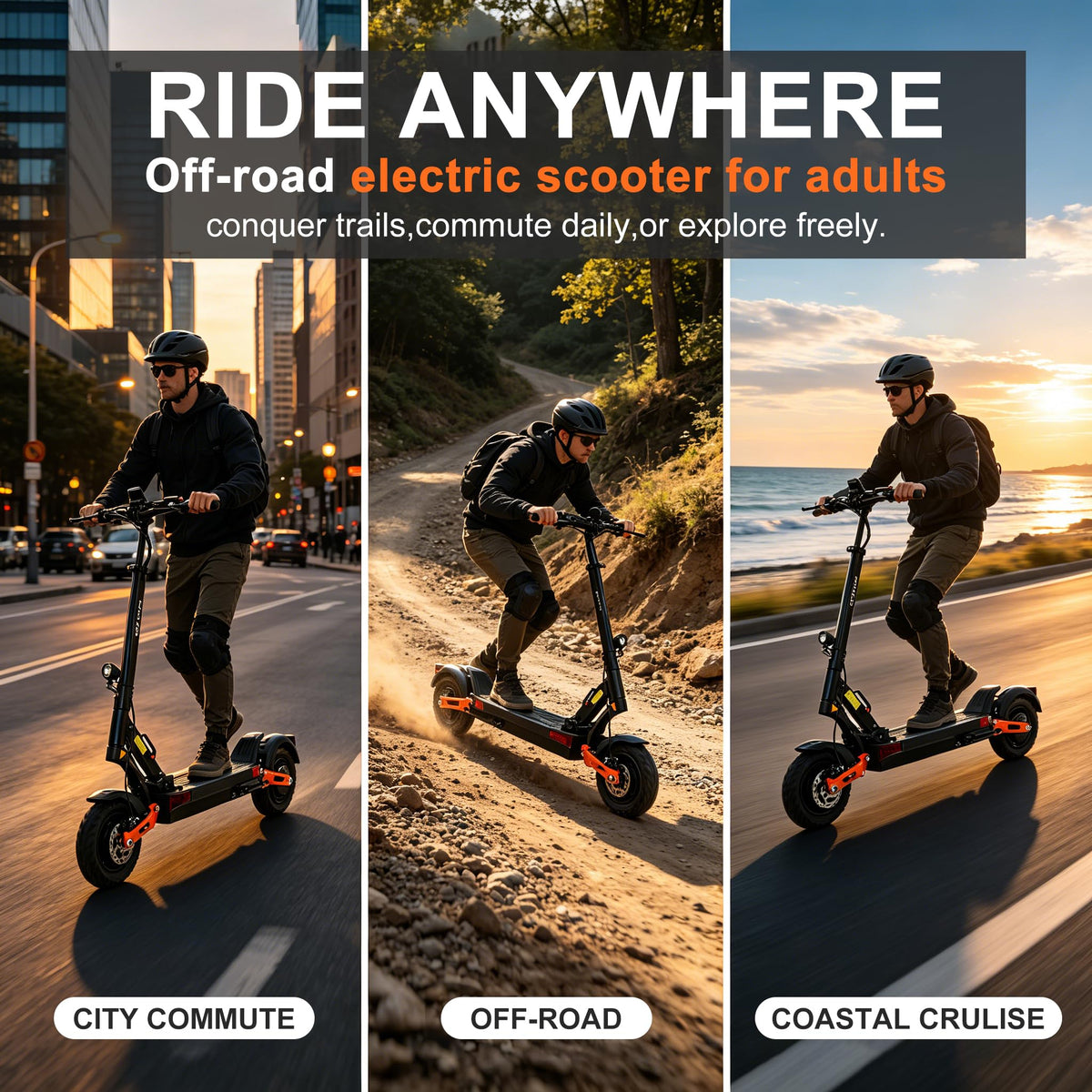 5600W Motor 46 MPH 27Ah Battery 10" Off Road Foldable Electric Scooter S6578
