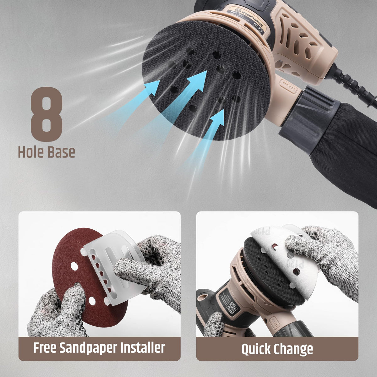 5-Inch Variable Speed Random Orbital Sander with Dust Bag M1054