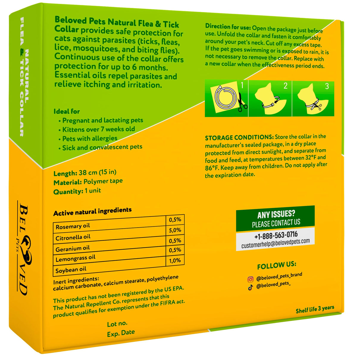 Natural Flea & Tick Collar for Cats 1 Pack D5410