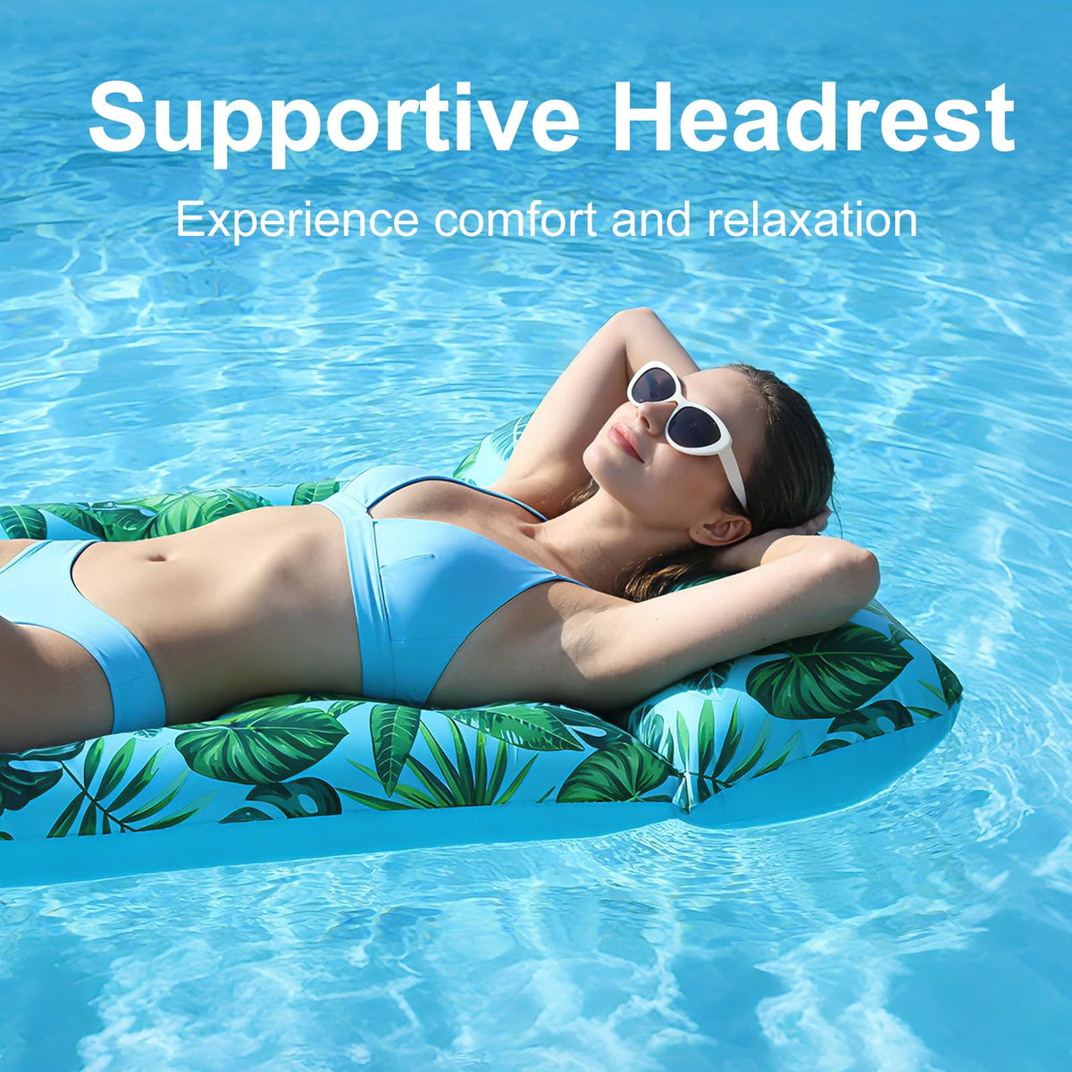 2 Pack Inflatable Pool Lounger with Headrest Drink Holder K136520