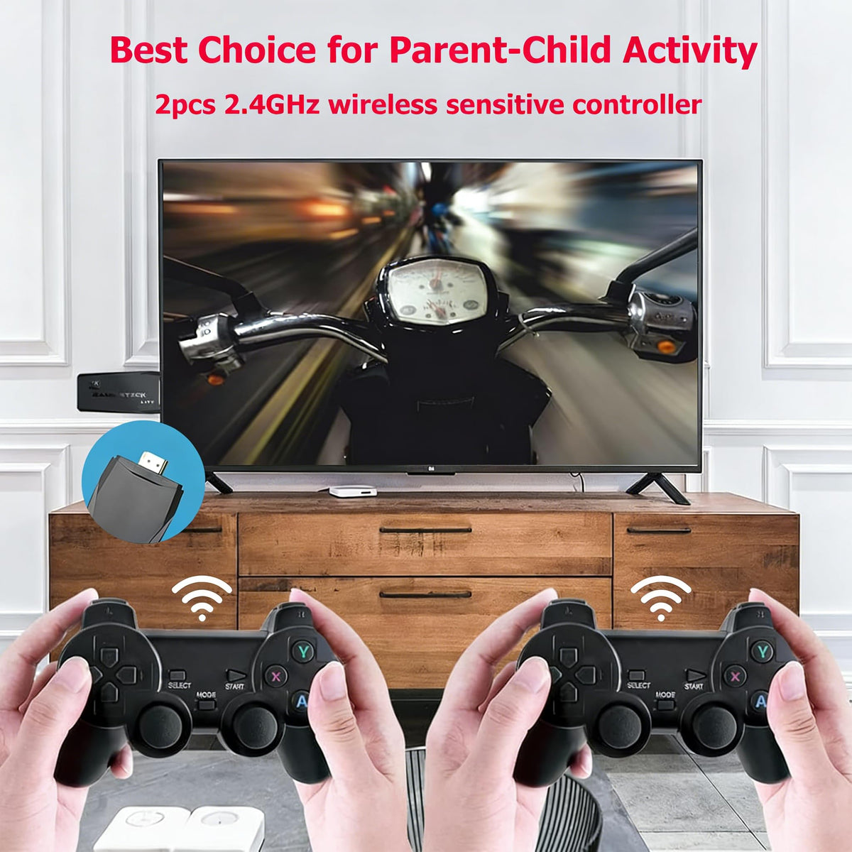 Wireless Retro Game Console 128G Plug & Play Video Game Stick with 2.4G Wireless Controller K2920