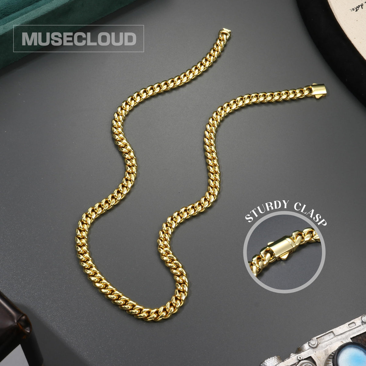 Gold Cuban Link Chain 5-14mm Stainless Steel Q693