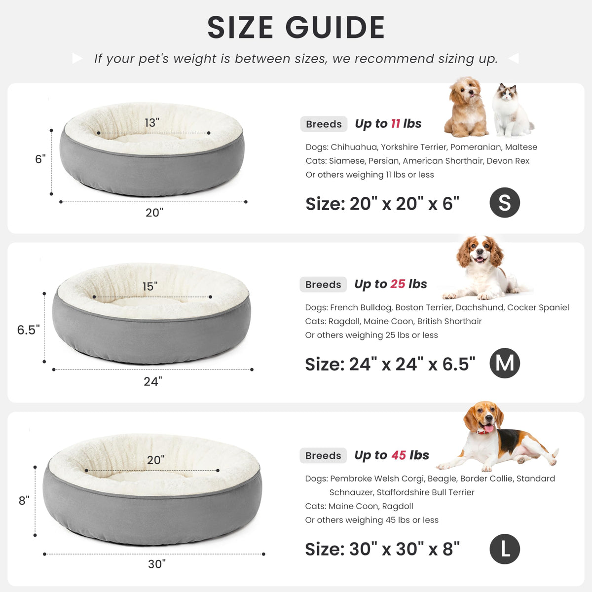 Round Donut Cat and Dog Cushion Bed, 20in Washable Gray Q632063