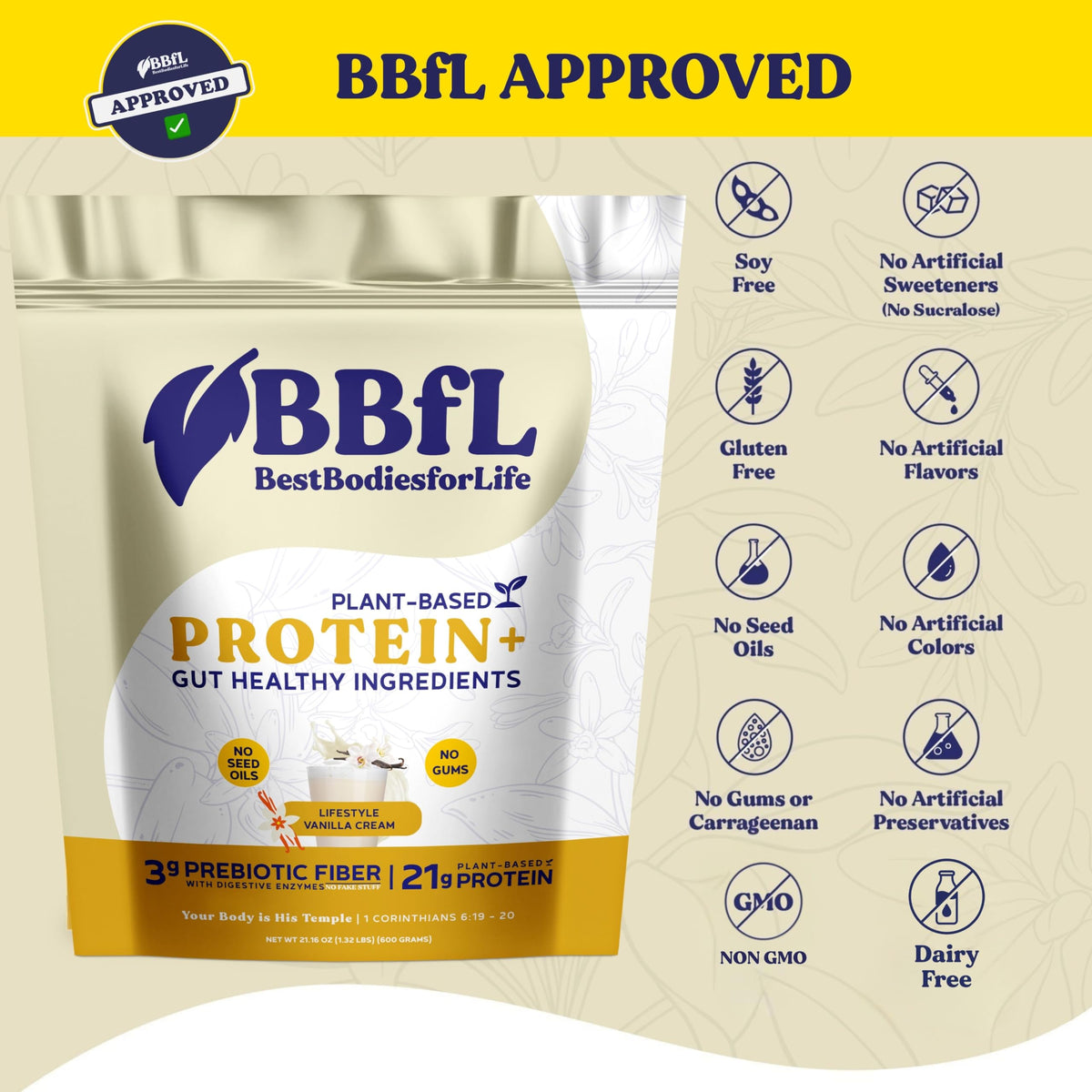 Plant-Based Protein Shake 21g Vegan Protein Vanilla 15 Servings Q85171