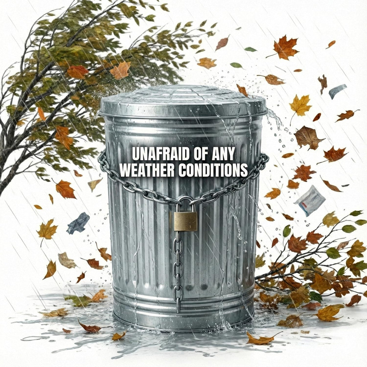 31 Gallon Galvanized Steel Metal Trash Can with Locking Lid W575784