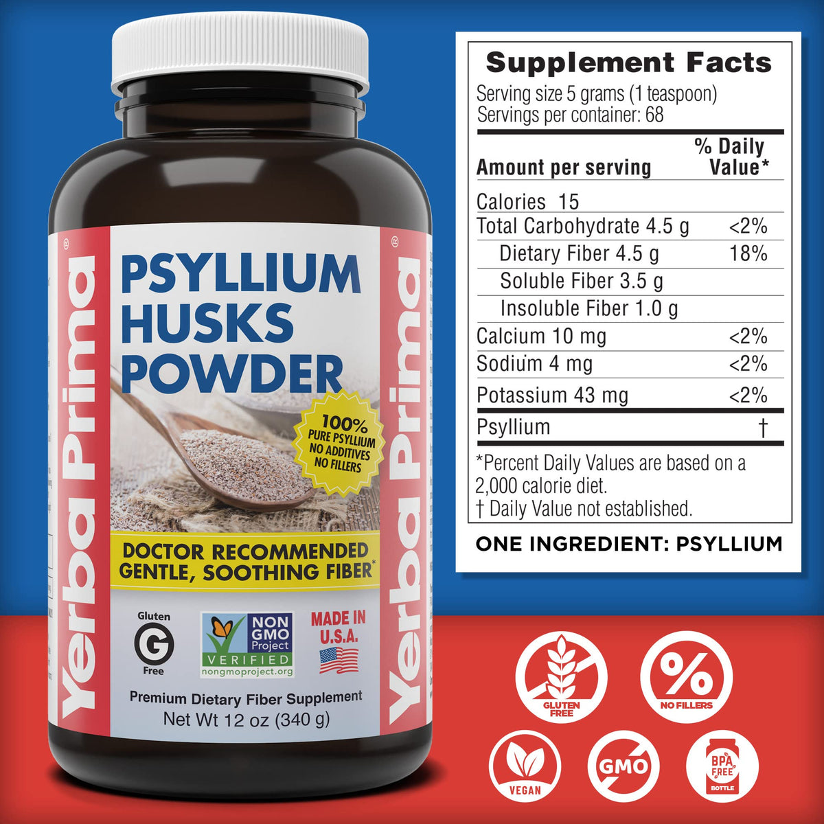 Psyllium Husk Powder 12 oz (Pack of 2) H7717