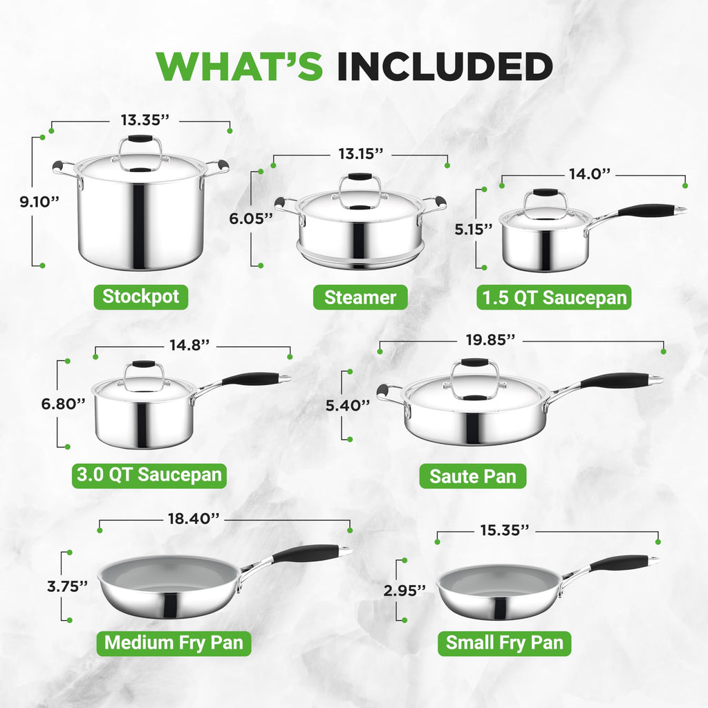 12-Piece Stainless Steel Non-Stick Cookware Set B4726