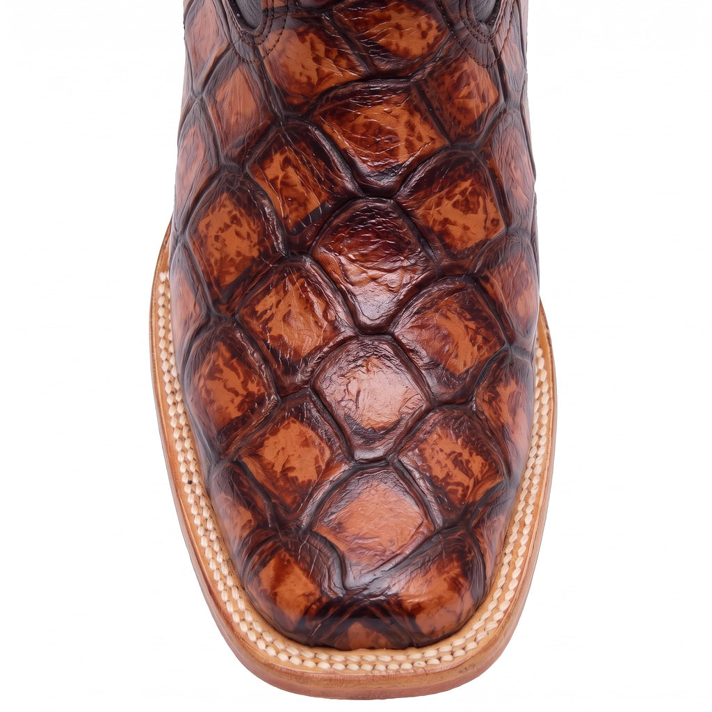 Leather Pirarucu Fish Print Western Boots T979005