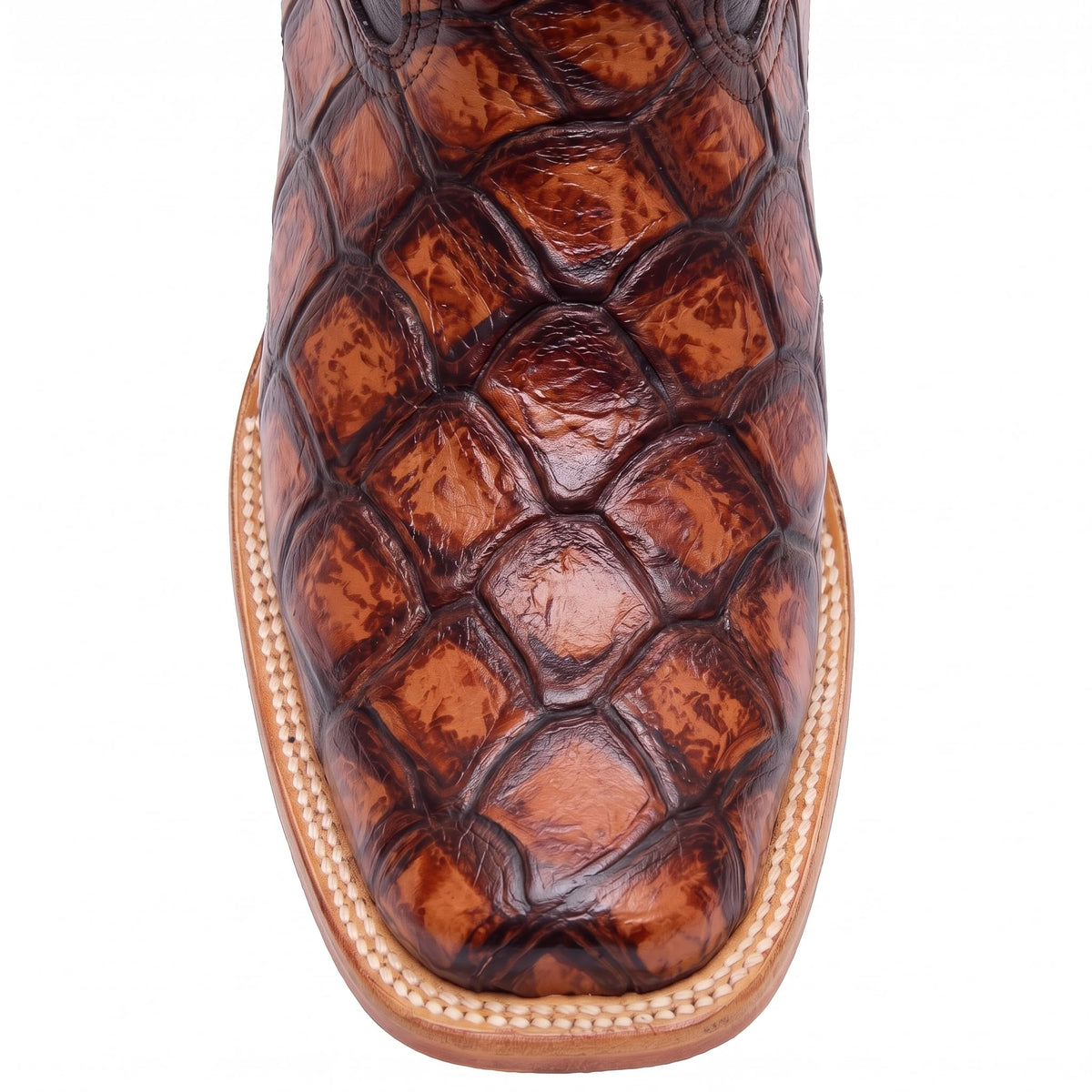 Leather Pirarucu Fish Print Western Boots T979005