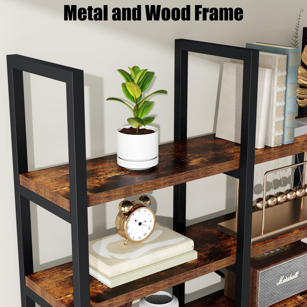 5 Tier Wood and Metal Bookshelf D255693